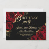 Red Black Roses Birthday Party Invitation (Devant)