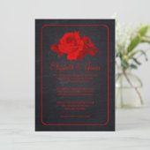 Red Black Rustic Floral/Flower Wedding Invitations Kaart (Staand voorkant)