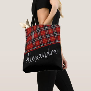 Red Black Scottish Tartan Pattern Persoonlijk Draagtas