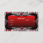 Red Black Silver Diamond Hearts Zebra Business Visitekaartje (Achterkant)