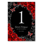 Red Black Silver Quinceanera Kaart (Achterkant)