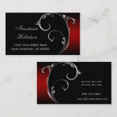  Red Black Silver Swirl Visitekaartje (Voorkant / Achterkant)