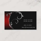  Red Black Silver Swirl Visitekaartje (Achterkant)