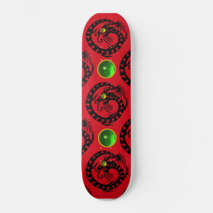 RED BLACK SNAKE DRAGON, Green Emerald Skateboard