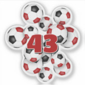 red black soccer balls sticker w jersey number (Devant)