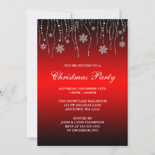 Red Black Sparkle Snowflakes kerst Kaart