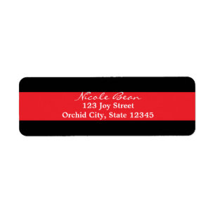 Red Black Striped Chic Invitation Adresetiketten Etiket