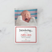 Red/Black Striped Made in Texas Photo Baby Aankondiging (Binnen)
