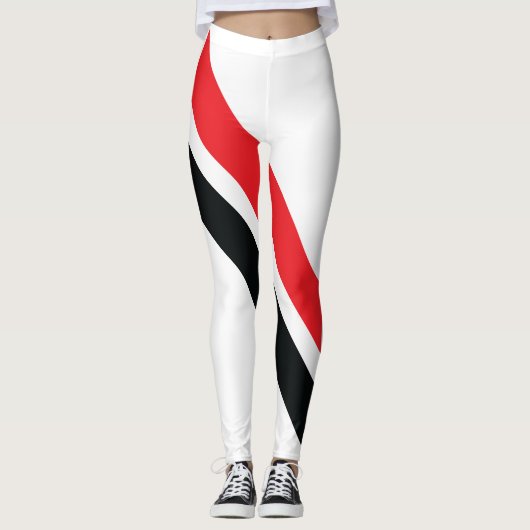 Red/Black Stripes on White Leggings 1 (Voorkant)