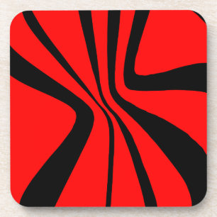 Red Black Swirls Modern Colour Pattern Bier Onderzetter