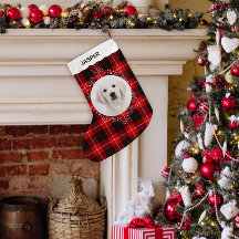 Red Black Tartan Plaid Winter Wreath Pet Dog Photo