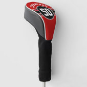 Red Black Team Jersey Fan met naamnummer Golfheadcover (Schuin)