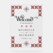 Red Black Ukrainian Wedding Welcome Acryl Bord (Voorkant)