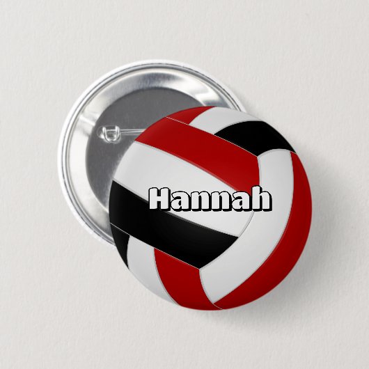 Red Black volleybal Kids verjaardagsfeestje Ronde Button 5,7 Cm (Voorkant /achterkant)