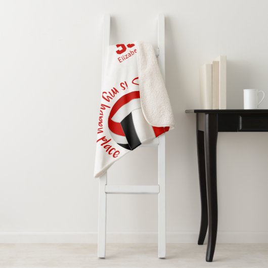 red black volleyball court happy place typography sherpa deken (In situ)