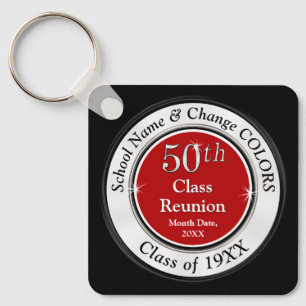 Red, Black, White, 50th Class Reunion Souvenirs Sleutelhanger