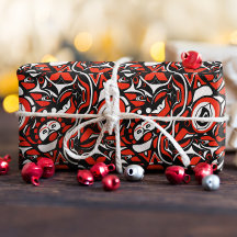 Red Black White Abstract Haida Face Native Art