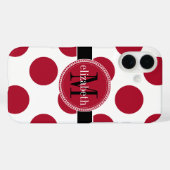 Red Black White Big Polka Dot Monogram Case-Mate iPhone Case (Achterkant (horizontaal))