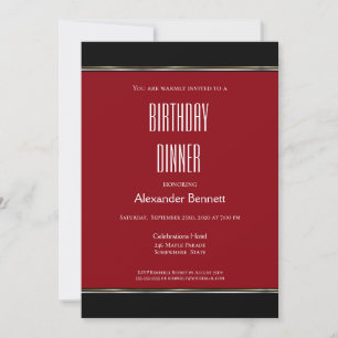 Red Black White Birthday Dinner Party Kaart