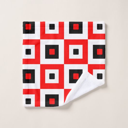 Red Black White Checkered Squares Pattern Design (Gant de toilette)