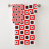 Red Black White Checkered Squares Pattern Design