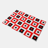 Red Black White Checkered Squares Pattern Design Deurmat (Schuin)