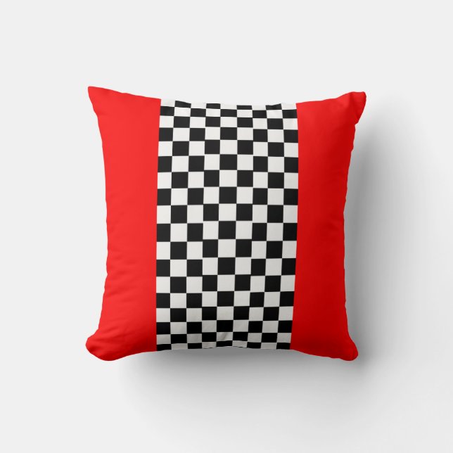 Red Black White Checkers Pillow Kussen (Voorkant)