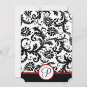 Red Black White Damask Swirl RSVP-kaarten Kaart (Achterkant)