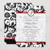 Red Black White Damask Swirl RSVP-kaarten Kaart (Voorkant / Achterkant)