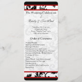 Red Black White Damask Swirl Wedding Programme (Devant)