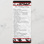 Red Black White Damask Swirl Wedding Programme (Dos)