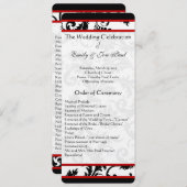 Red Black White Damask Swirl Wedding Programme (Devant / Derrière)