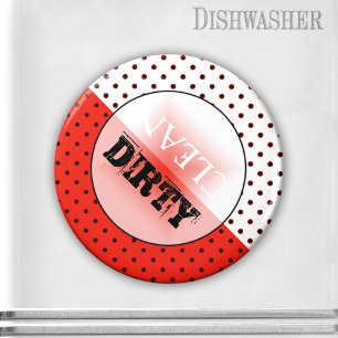 Red Black White Elegant Retro Dishwaser Magnet Magneet