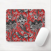Red Black & White Floral Paisley Bohemian Boho Muismat (Met muis)