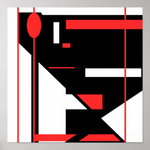 Red Black White Geometric MCM-achtig design Poster