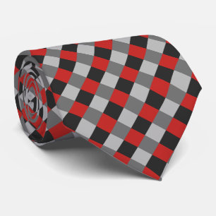 Red Black White Grey Pset Pattern Stropdas