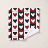 Red Black White Hearts Motif Valentines Day (Gant de toilette)