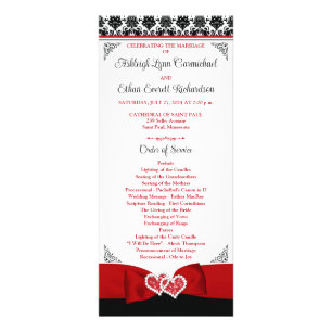 Red, Black, White Love Hearts Programme de mariage