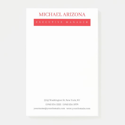 Red Black & White Minimalist Simple Plain Modern Post-it® Notes (Voorkant)