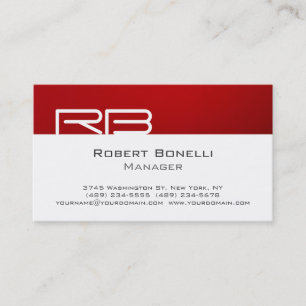 Red Black White Monogram Manager Visitekaartje