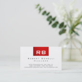 Red Black White Monogram Manager Visitekaartje (Staand voorkant)