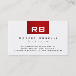 Red Black White Monogram Manager Visitekaartje