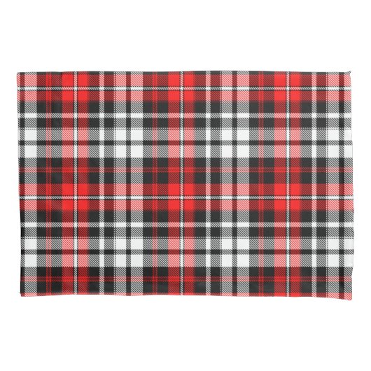 Red Black White Plaid Tartan Pattern Design Kussensloop (Voorkant)