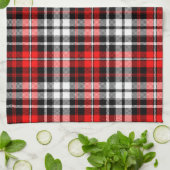 Red Black White Plaid Tartan Pattern Design Theedoek (Gevouwen)