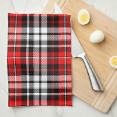 Red Black White Plaid Tartan Pattern Design Theedoek (Quarter Fold)