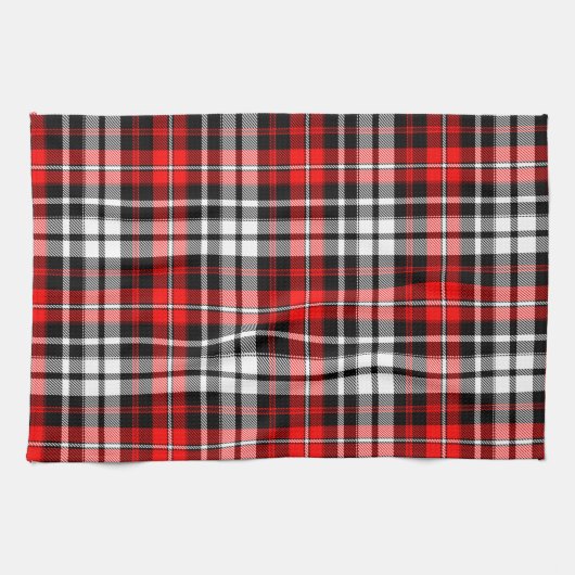Red Black White Plaid Tartan Pattern Design Theedoek (Horizontaal)
