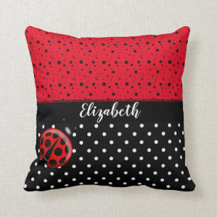 Red Black White Polka Dot Ladybug Ladybird Beetles Kussen