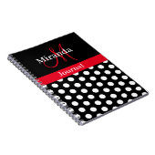 Red Black White Polka Dot Monogram Notitieboek (Rechterzijde)