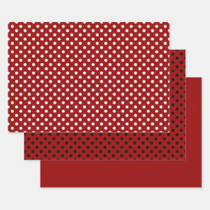Red Black White Polka Dot Pattern Inpakpapier Vel