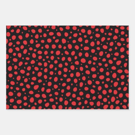 Red Black White Polka Dots Pattern Inpakpapier Vel (Voorkant 3)